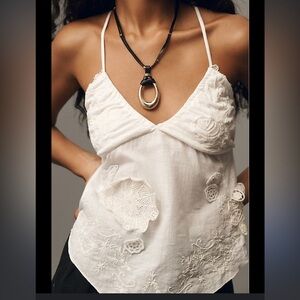 Anthropologie - camisole, handkerchief style white tank, L
